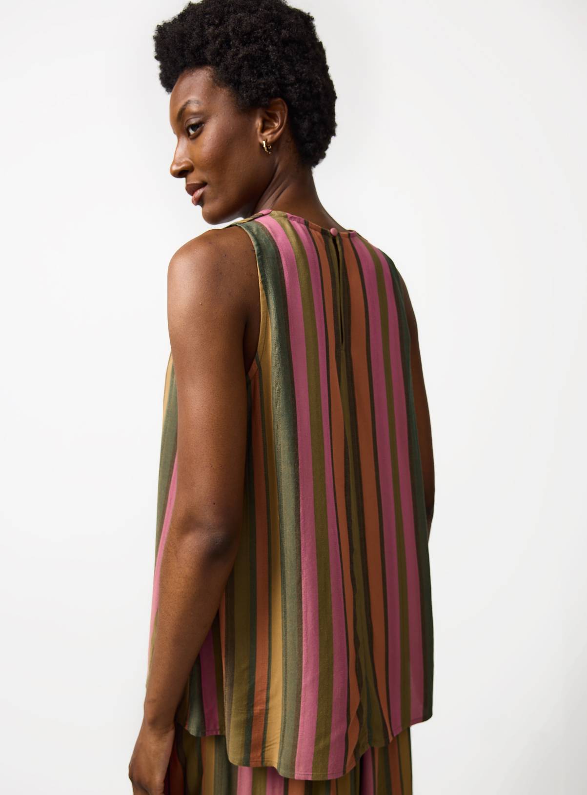 Orange & Green Stripe Volume Sleeveless Cami Top 6 - Image 4